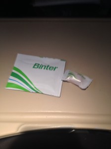 Moist towlette and Candy before landing