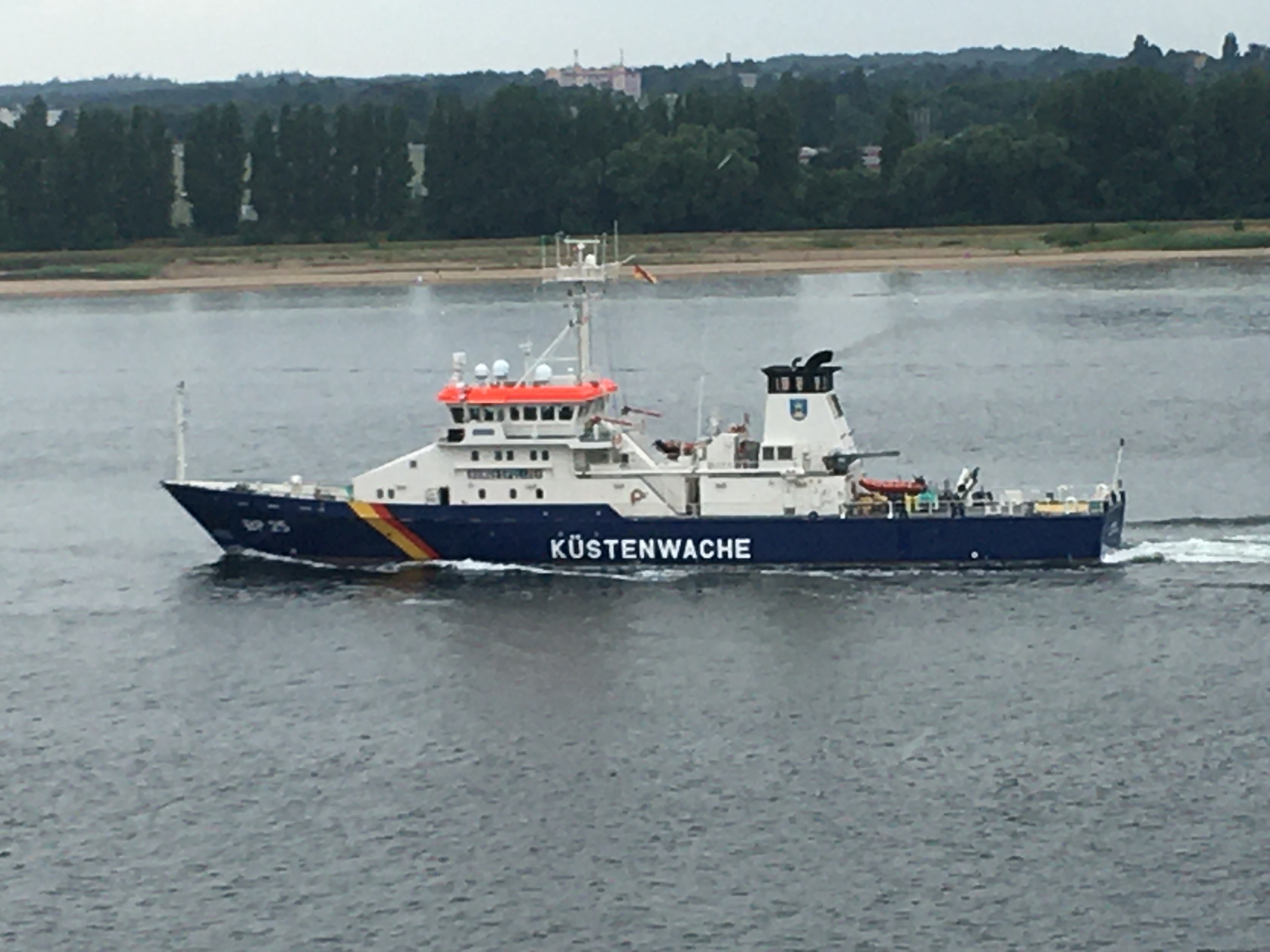 Ferry cruise Kiel - Oslo German Coast Guard vessel on Kieler Förde