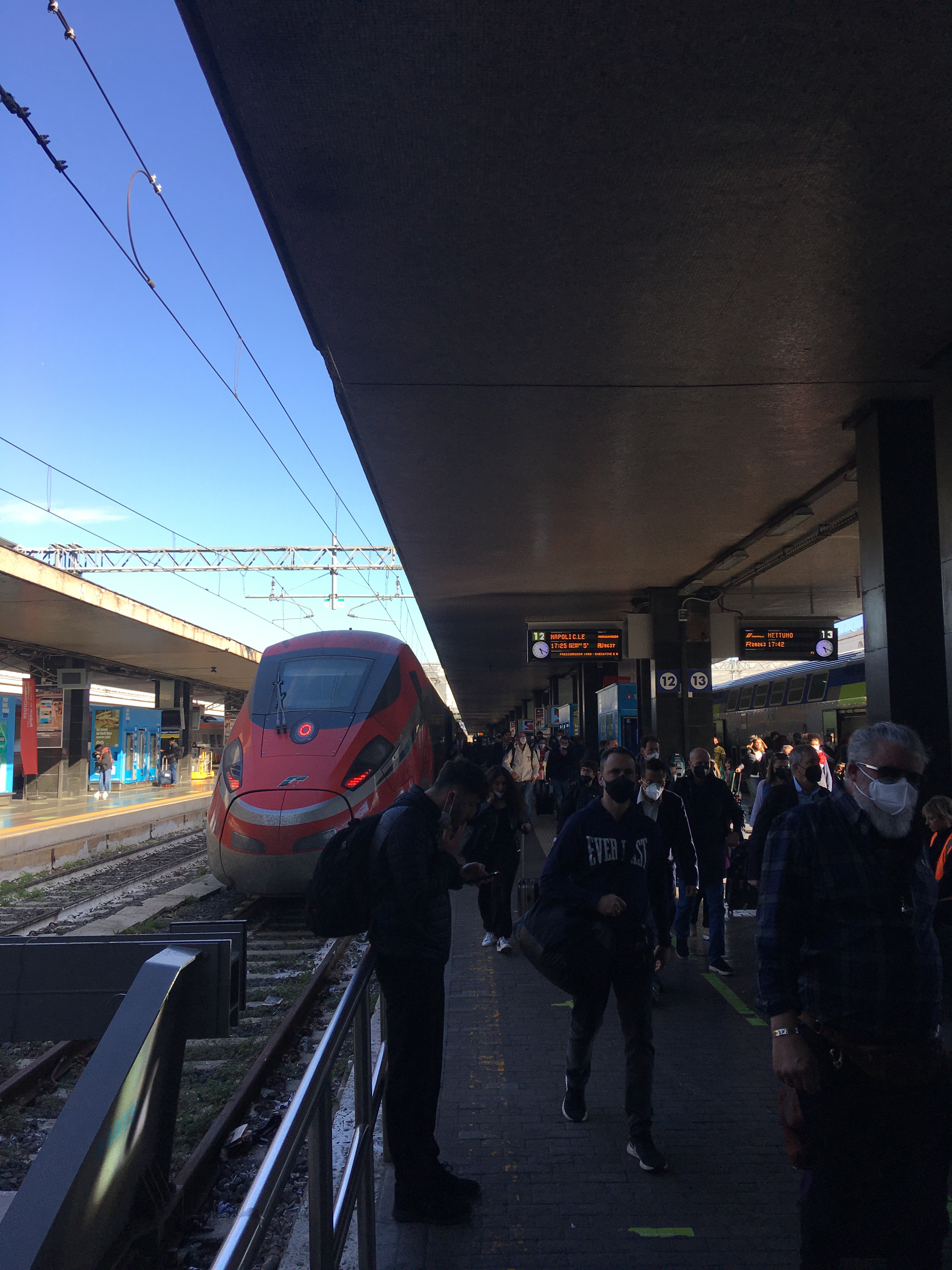 Trenitaia Frecciarossa arriving in Roma Termini station