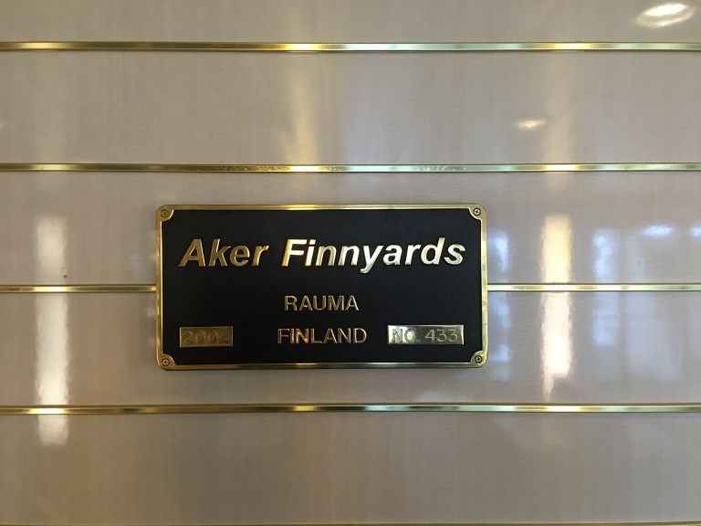 Shipyard Plaque M/V Romantika (Aker Finn Yards)