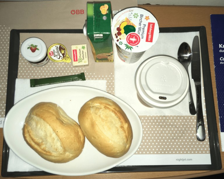 ÖBB nightjet sleeper cabin breakfast (included)