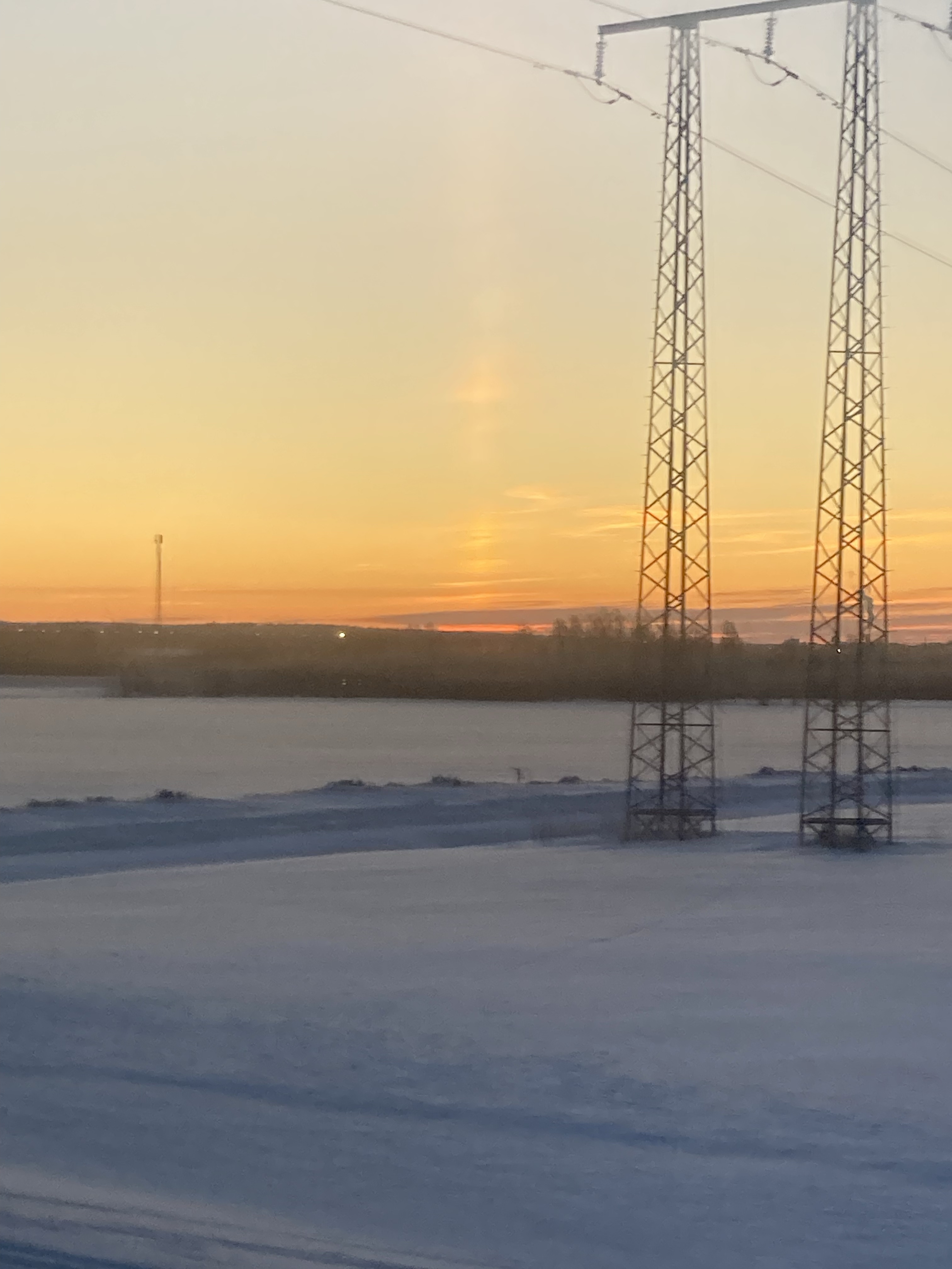 Vy night train 'Arctic Circle Train' sunrise