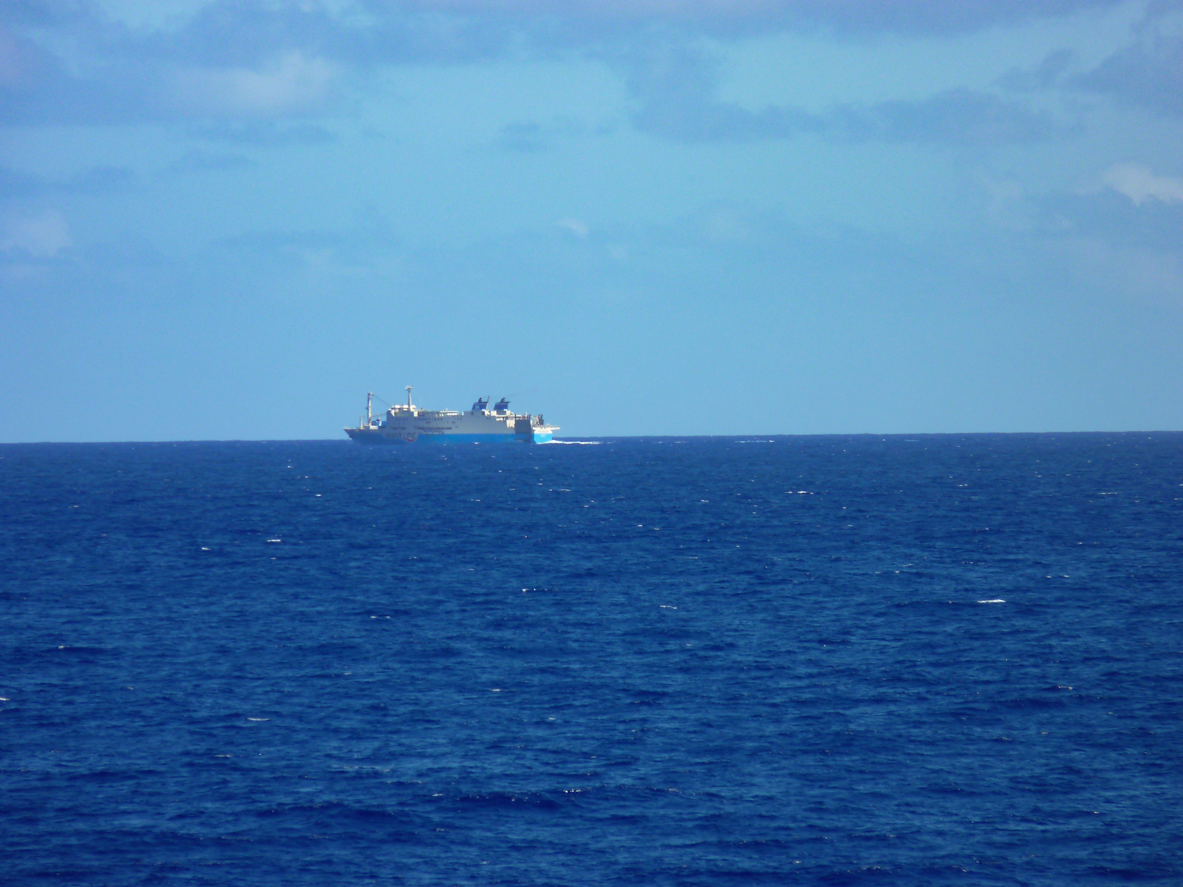 Ferry Akebono passing her sister ship Queen Coral plus between Wadomari and Yoron