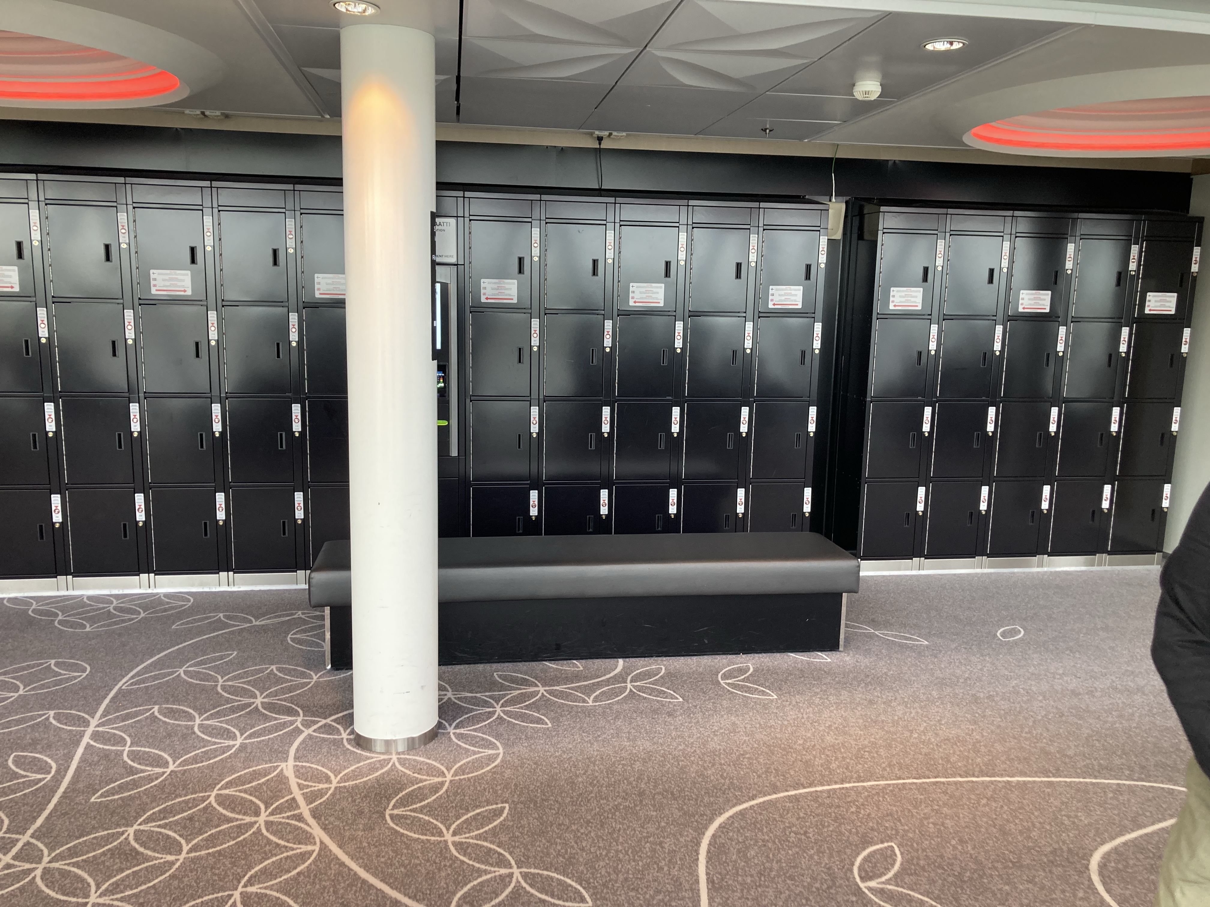 Coin lockers aboard ferry Viking Grace enroute to Mariehamn