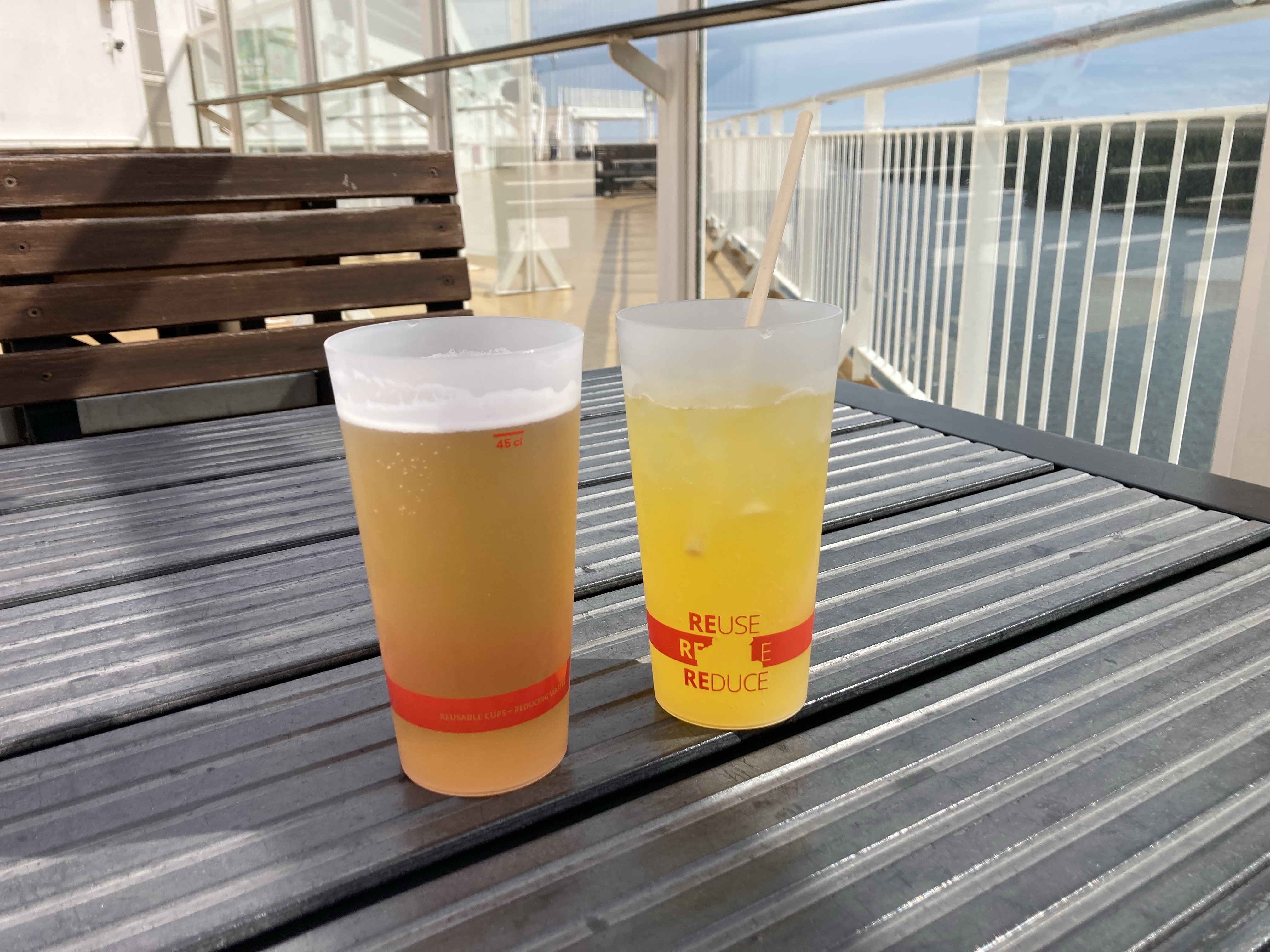 Drinks aboard ferry Viking Grace from Stockholm to Mariehamn
