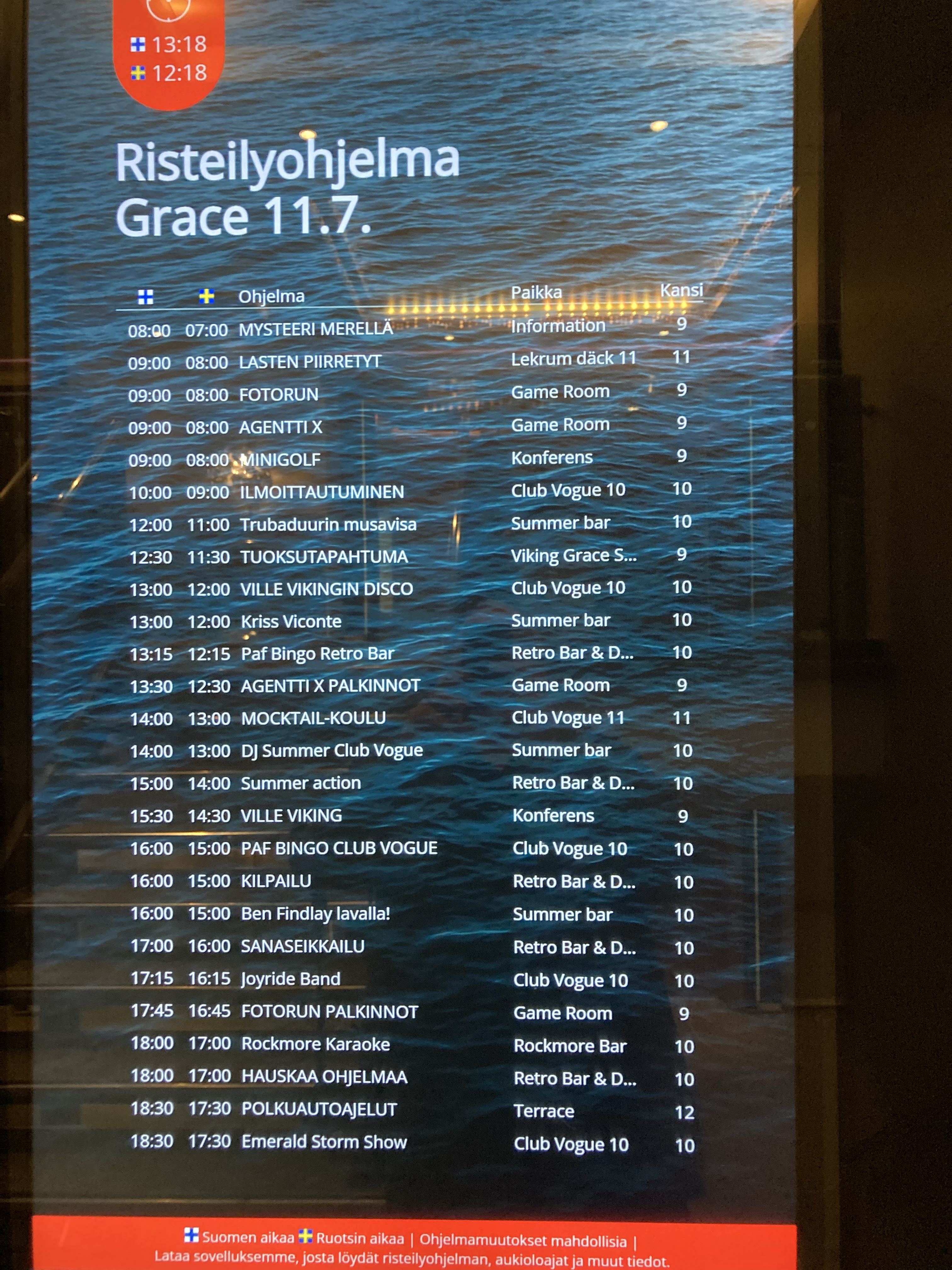 Entertainment Programm aboard ferry Viking Grace