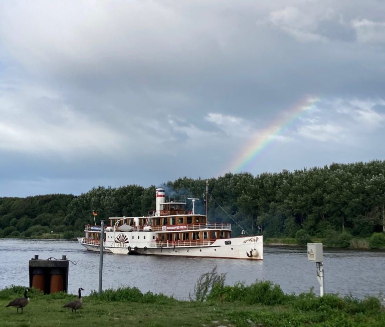 Historic paddle steamer "Freya" on the Kiel canal